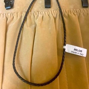 Milor Jewelry genuine leather braided 14KT Gold necklace